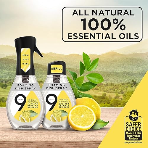 Miniatura 3 de 9 Elements Jabón de platos natural líquido para lavar platos con aceites esenciales de limón hecho con el poder del vinagre 1 kit de inicio de