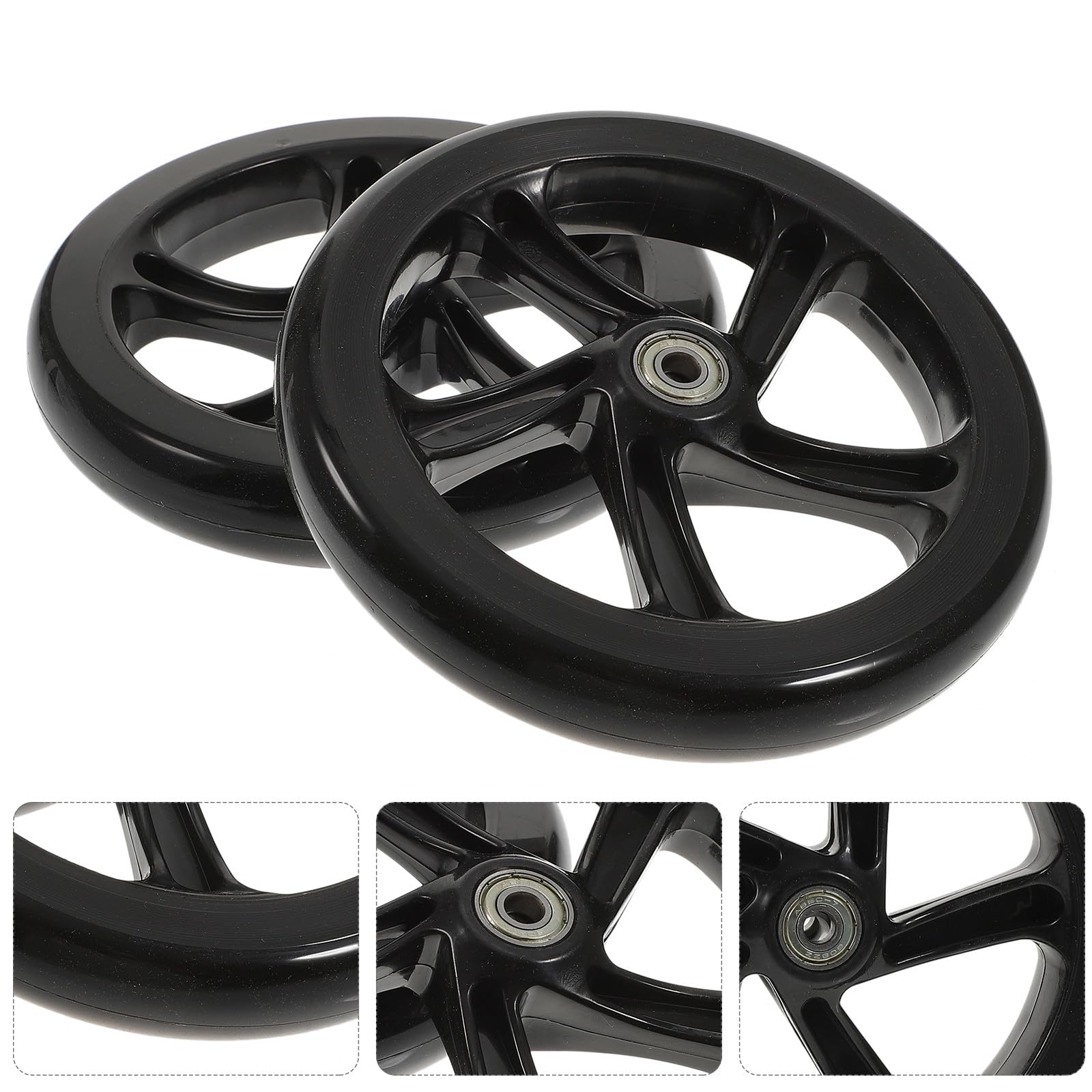 TOPBATHY Lot de 2 Roues de Remplacement pour Trottinette PU Haute Élasticité 180 MM Silencieuses Résistantes à L’Usure Accessoires Compatibles Scooters Électriques Usage Sportif et