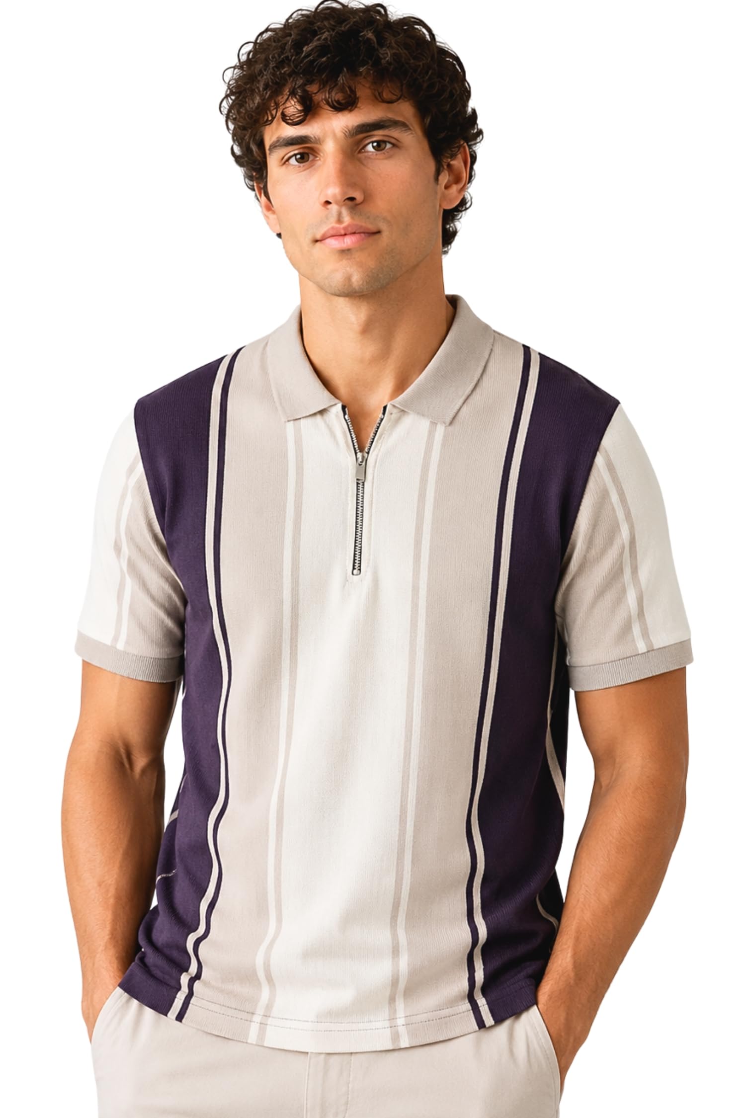 sane originals Textured Polo T-Shirt for Men in Vertical Stripes || Old Money Polos for Men-picture-12