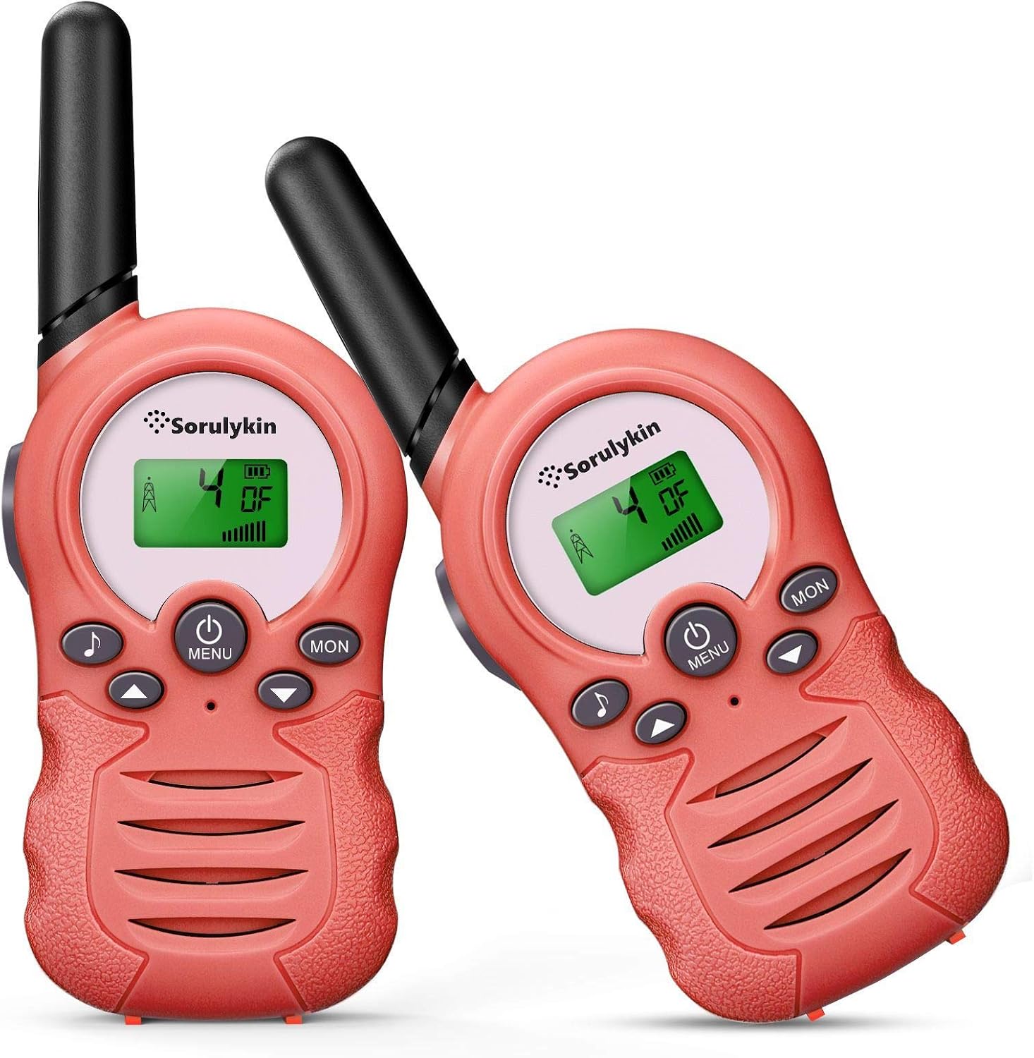 Sorulykin Kids Walkie Talkies 22 Channel, 2 Way Radio Up to 3KM Range Handheld Interphone, Children's Walkie-Talkies for Boys and Girls to Outside Adventure Gear to Camping Hiking Games, Pink 2 Pack
