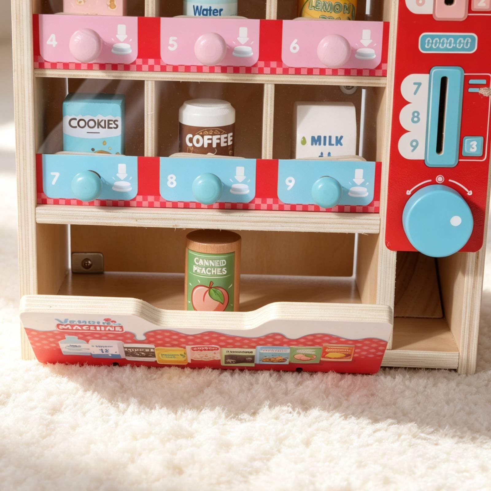 Distributore Automatico Giocattolo da Tavolo Gioco D'imitazione in Legno Interattivo Macchina Macchina a Capsule per Scuole Dell'infanzia, Cameretta