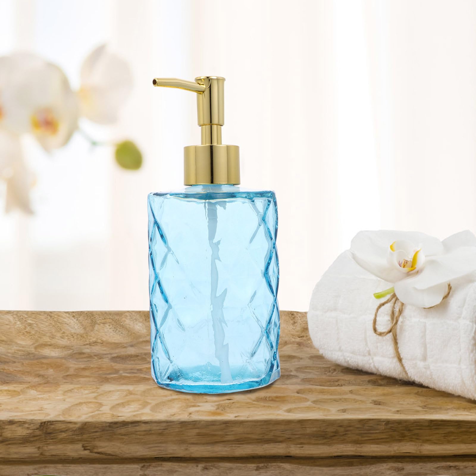 Healeved 3 Stück Glas Pumpflaschen für Shampoo und Duschgel Wiederverwendbare Reise Spenderflaschen mit Pumpe für Bad und Unterwegs Farbig Pfauenblau Rosa Violett