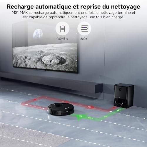 MONSGA Robot Vacuum with Mop, 7000Pa Powerful Suction, Lidar Navigation Robotic Vacuum with 3.5L Self-Empty Station, 180mins Runtime, APP/Remote/Voice Control, for Hard Floors and Carpets (MS1MAX) - 7