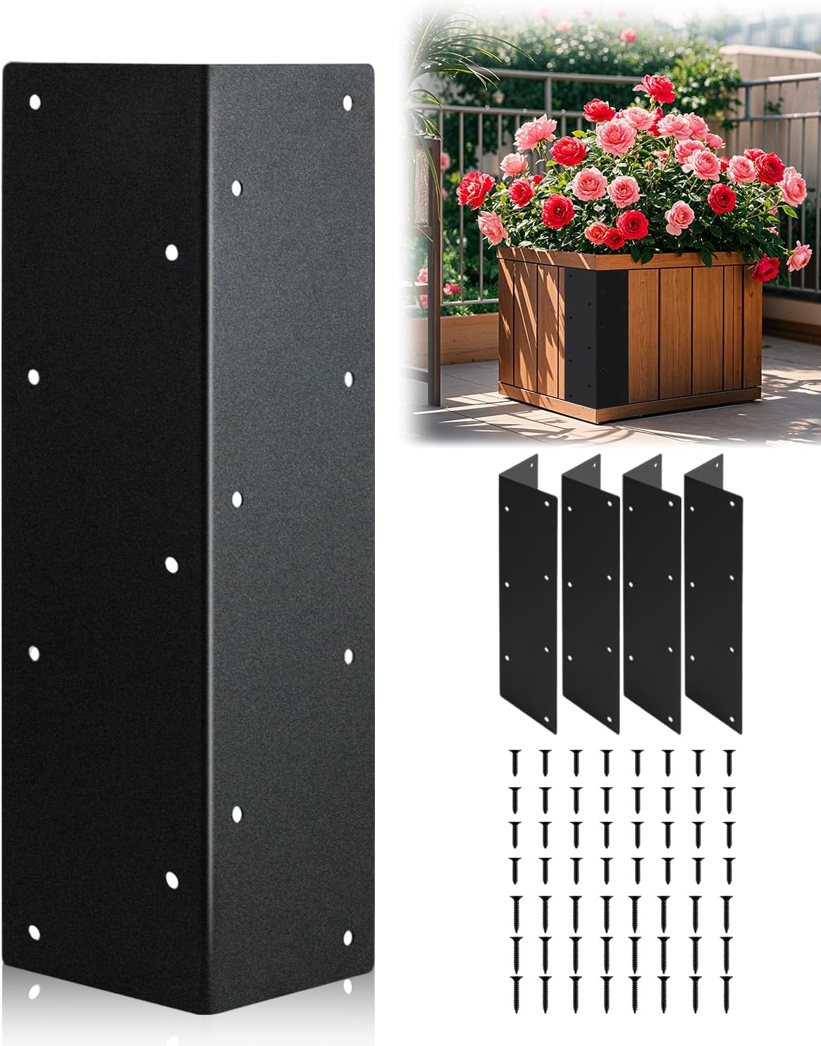 Stainless Steel Raised Garden Bed Corner Brackets 8 PCS, Rustproof & Corrosion Resistance Garden Bed Supports for 20"-24" Beds, Rust Resistant Connectors for Vegetable Planter Garden, 11" x 3" x 3"