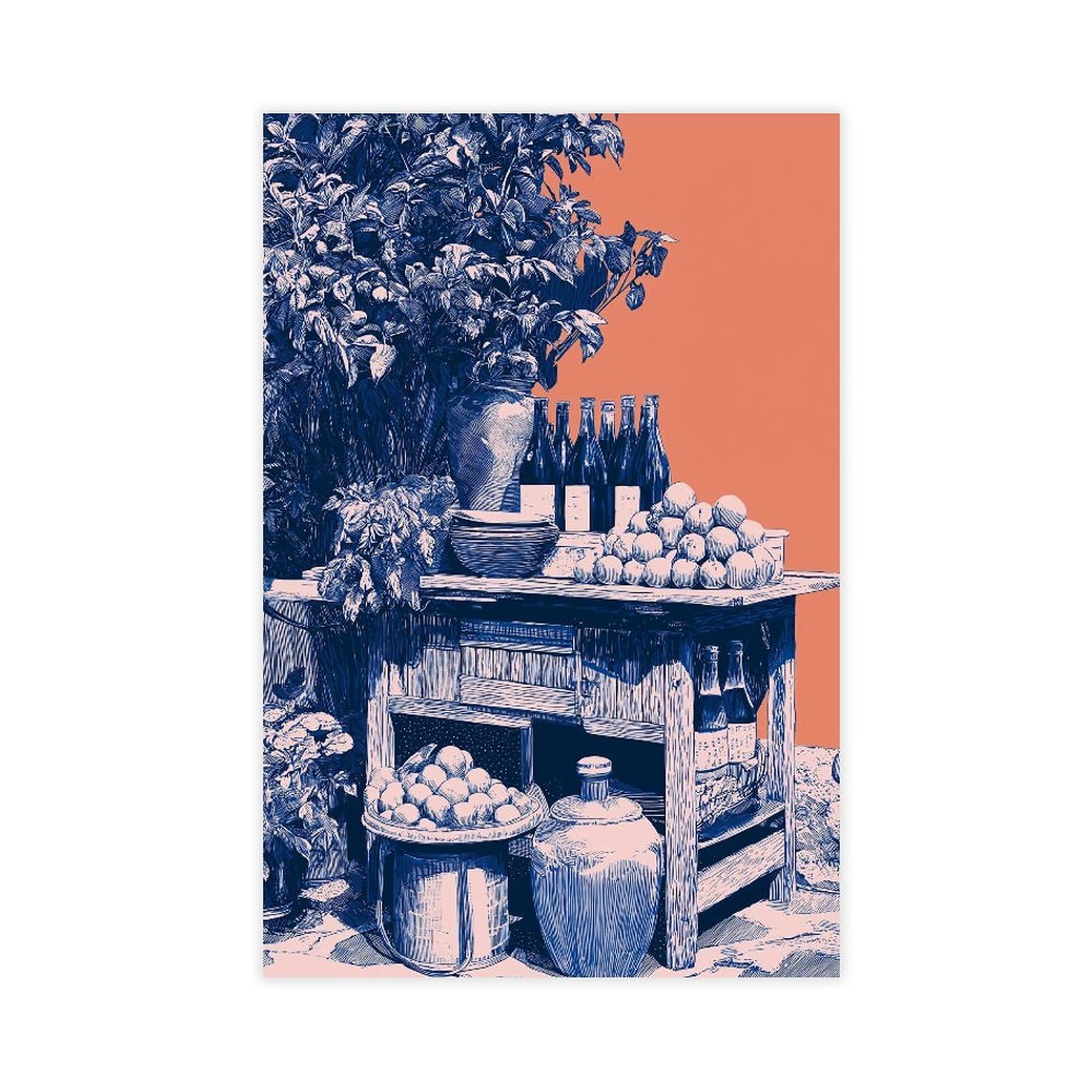 Mediterranean Kitchen Poster Canvas Poster for Living Room Decor Gift