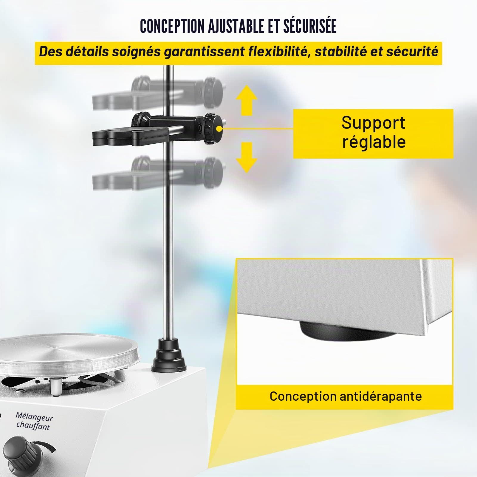 VEVOR Agitateur Magnétique 1 L Mélangeur Magnétique à Plaque Chauffante 70 ℃, Agitateur de Laboratoire avec Barre d'Agitation, Vitesse d'Agitation Réglable 0-1600 tr/min, pour Recherche Étude Labo
