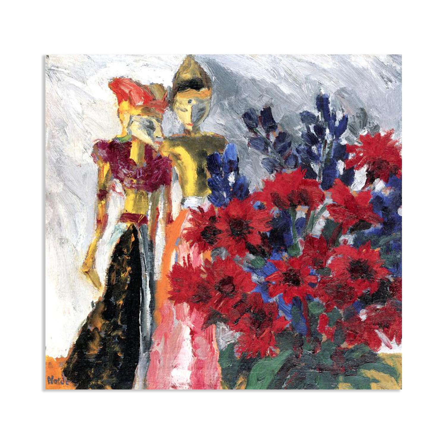 RXNHGJDS Emil Nolde Canvas Print Wall Art Famous Flowers Oil Paintings Reproduction Flowers Wayang Emil Nolde Poster for Living Room Bedroom Home Decor 70x70cm(28x28in)