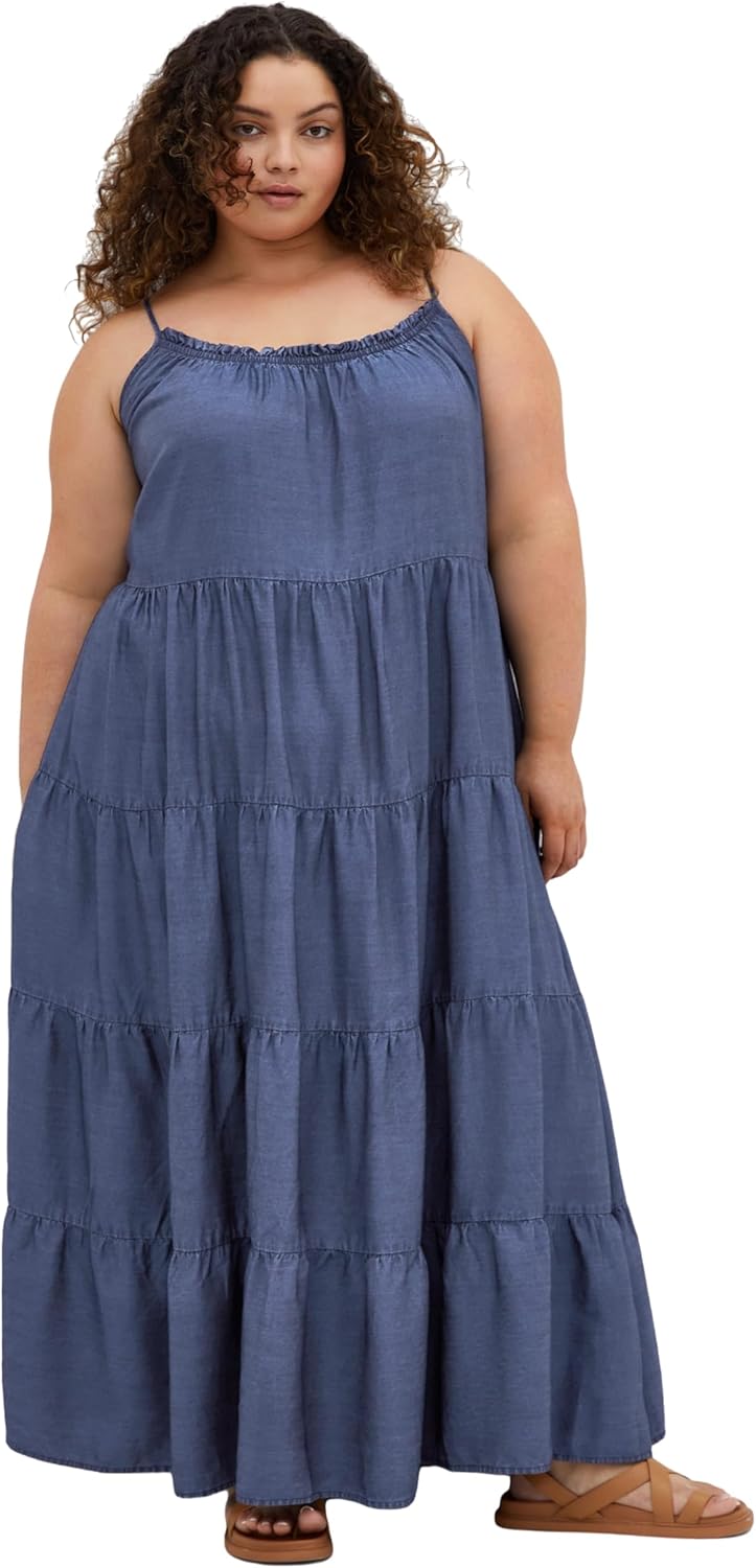 City Chic Women's Plus Size Dress - Island Tier Frill Maxi