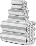REDKISS Ultra Soft Bath Towel Sets 6-Piece 35"x70" | 100% Microfiber, Highly Absorbent & Quick Dry | Gray Towels for Bathroom, Spa, Gym | 2 Bath, 2 Hand, 2 Washcloths