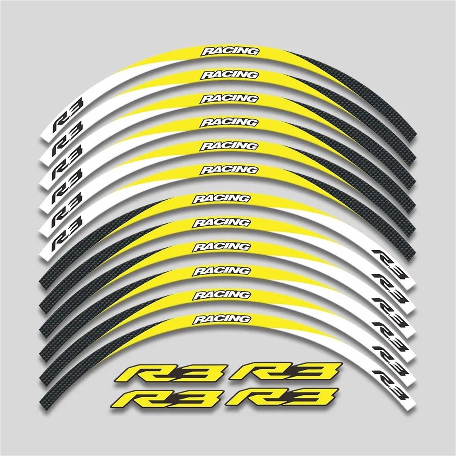 Decorative Stickers Rim Tire Decorative Decals Wheels Hub Reflective Stripes Tape Set for Y-AMAHA YZFR3 17inch Motorcycle Accessories Stickers(Yellow)