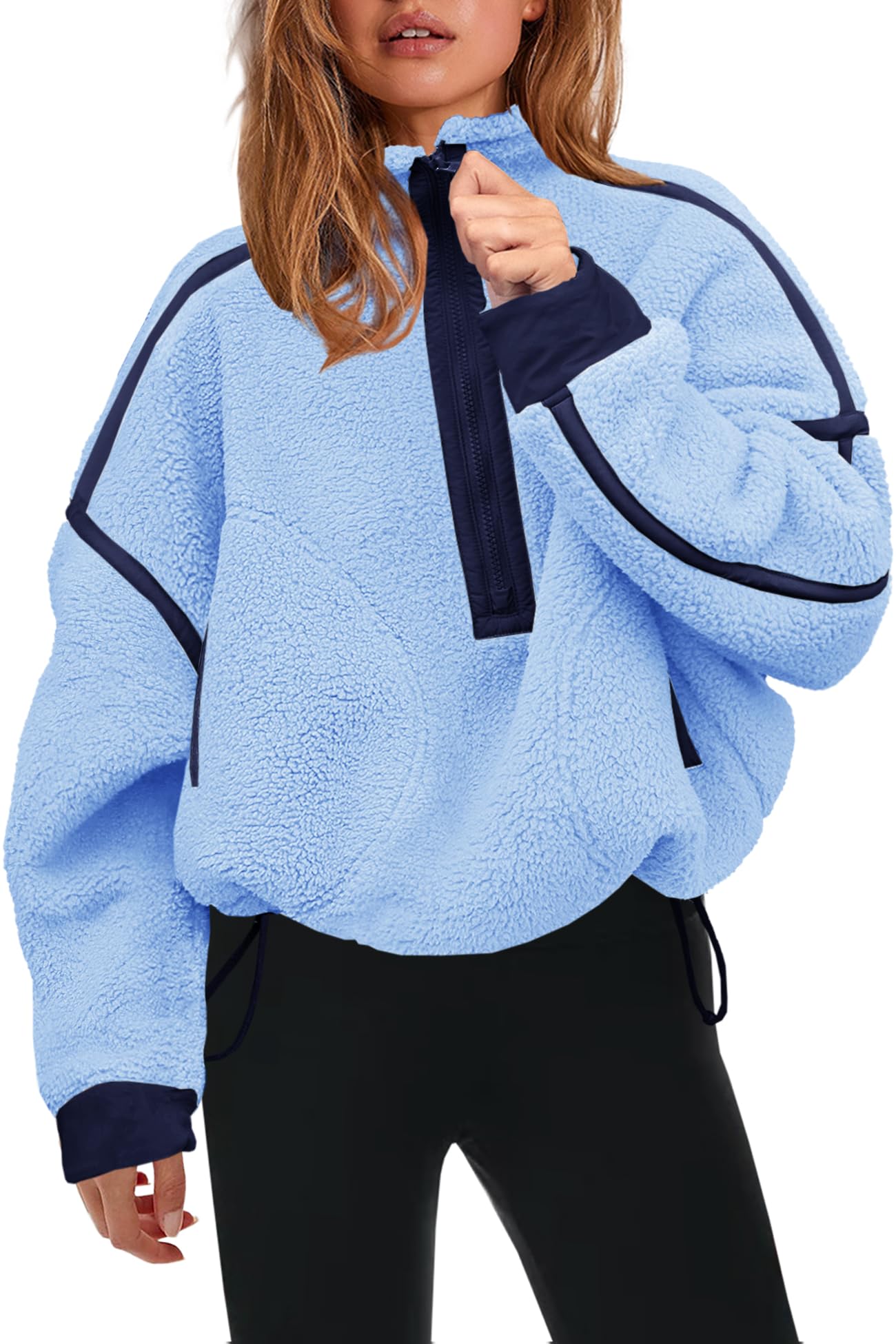 Panadila Womens Half Zip Fleece Pullover Sherpa Jacket