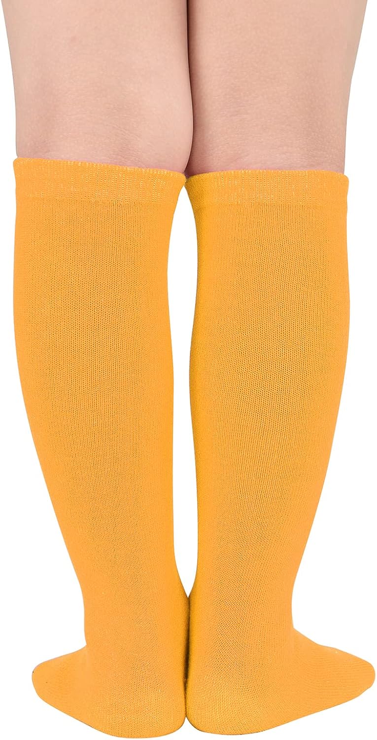 Softball Soccer Socks for Kids Tube Socks Toddler Girls Knee High Socks 1 Pack Solid Light Orange
