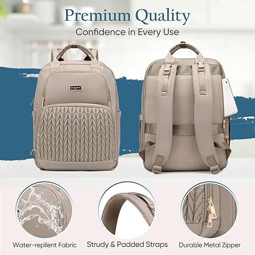 Miniatura 8 de Mochila para pañales  Bolsa de pañales extra grande para dos niños gemelos (expandible 30-38L)  Mochila de viaje para bebé con cambiador para mamá