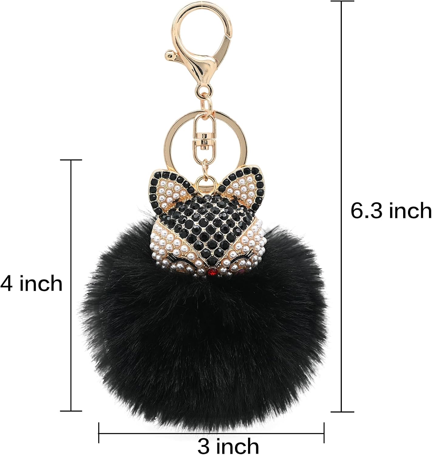 Faux Rabbit Fur Pom Pom Keychain with Fox Head image 2