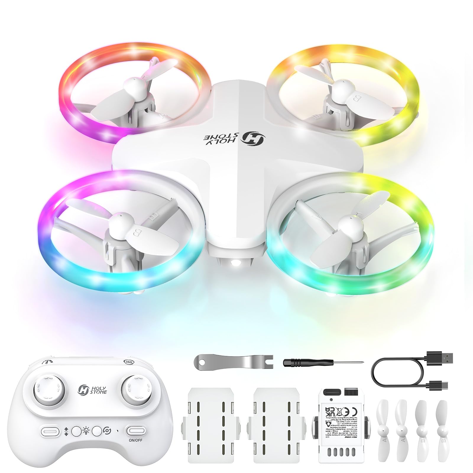 Holy Stone HS180 Mini-Drohne für Kinder mit LED-Lichtern, kleiner RC Quadrocopter mit 3 Batterien, 21 Minuten Flugzeit, 360°-Flips, einfach zu steuern, Geburtstagsgeschenk für Jungen und Mädchen, 6-12