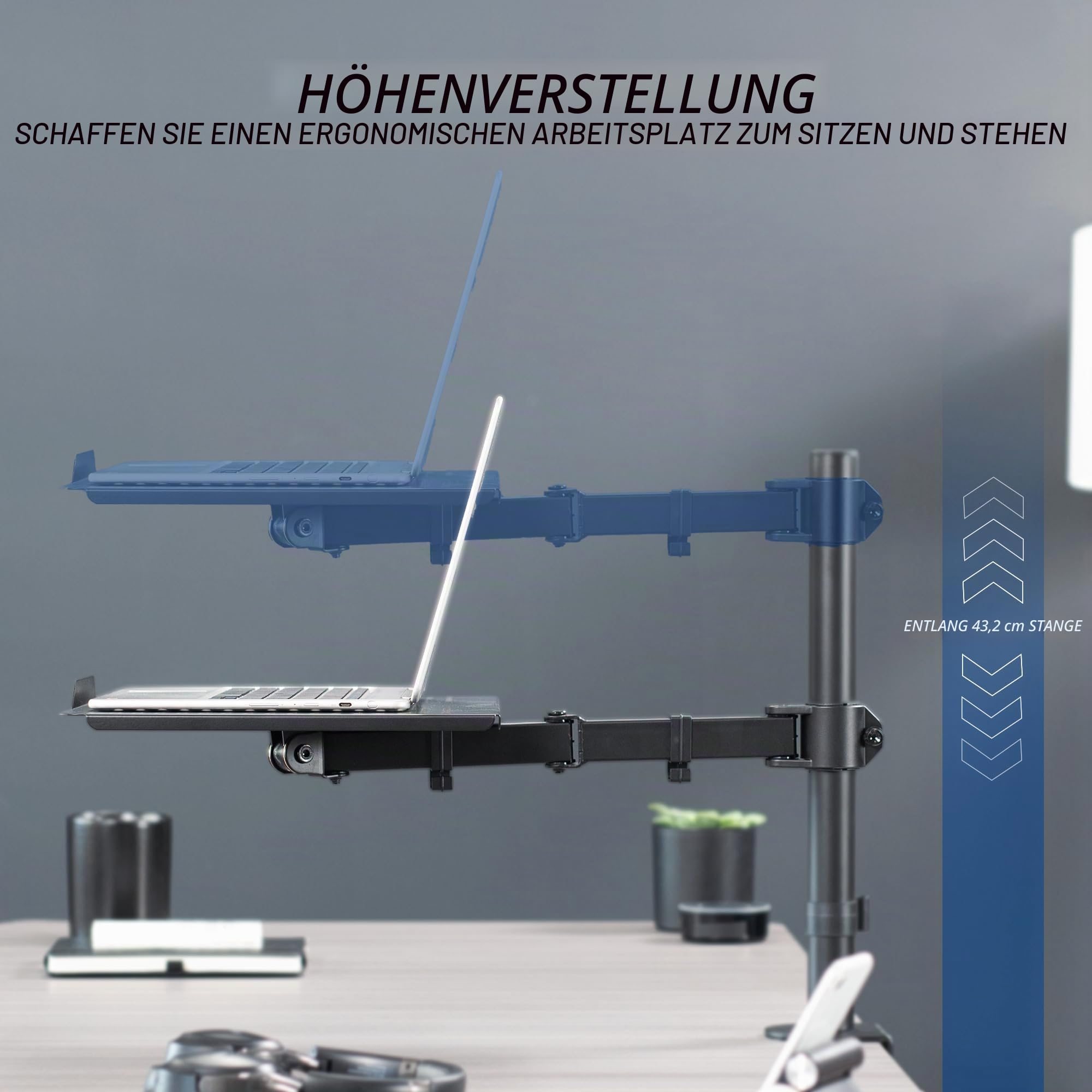 VIVO Einzel Laptop Notebook Tischständer montieren - voll einstellbare Verlängerung mit c Klemme (Stand-v001l)
