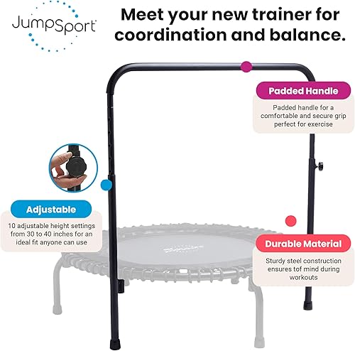 Miniatura 3 de JumpSport Quick-Release Trampoline Handle Bar | Compatible with 39" & 44" JumpSport Fitness Trampolines | 10 Adjustable Heights | Fast Install &