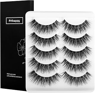 False Eyelashes Wispy Natural Look Lashes 5 Pairs Soft Faux Mink Lashes 3D 6D Volume Fluffy Frihappy Fake Eyelashes Packs DW8