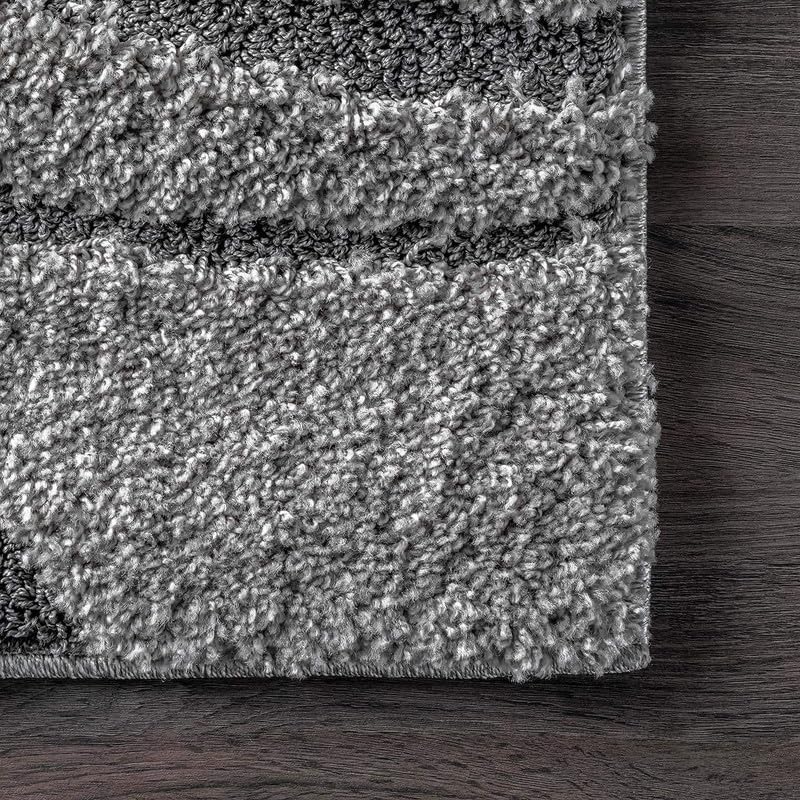 Image of FIASCO Shaggy Carpet Ultra Soft Microfiber | 2 Inches Pile Height Back in Canvas Shaggy Carpet for Living Room | Bedroom | Hall | Guest Room | 9x12 Feet Grey & Dark Grey