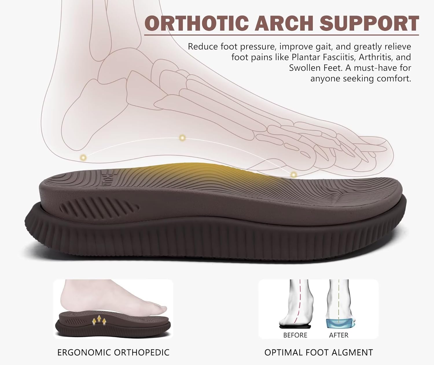 KuaiLu Men's Orthotic Cushion Flip Flops Mens Athletic Recovery Foam Walking Sandals Lightweight Summer Beach Flip-Flop Slides Shoes for Man, Soft Comfort Fit & Arch Support - Image 3