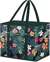 Vista 35 de BALEINE 3 bolsas reutilizables para comestibles, bolsas de compras plegables para comestibles con parte inferior reforzada y asas (mosaico)