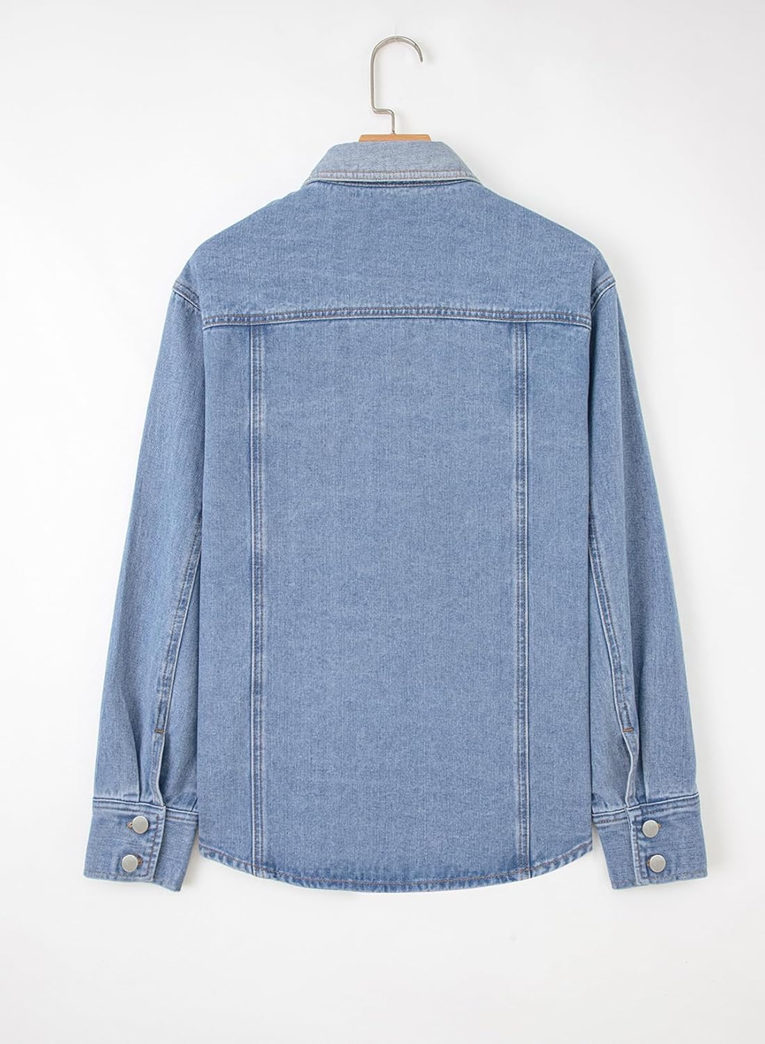 Sidefeel Women's Jean Jacket Oversized Boyfriend Shacket Button Down Long Sleeve Trendy Tonal Wash Denim Jackets - Image 6