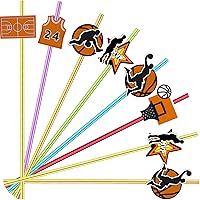 Vista 1 de 24 popotes rectos reutilizables con temática de baloncesto para regalo de fiesta de baloncesto, bebida diaria, fiesta de cumpleaños, reuniones