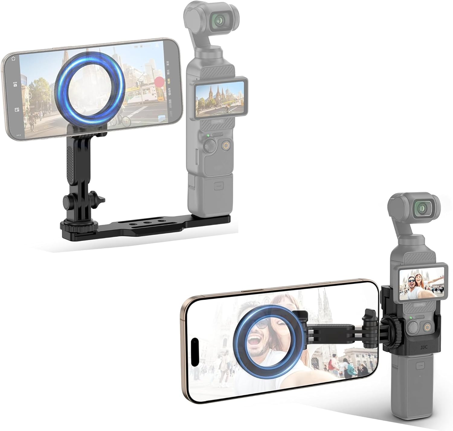 Magnetic Pocket 3 Phone Holder + Pocket3 Cage Holder: Magnetic Phone Holder for DJI Osmo Pocket 3 with Arca Swiss Design & 1/4"-20 with Detachable Pocket3 Cage with Extension Magnet Phone Mount