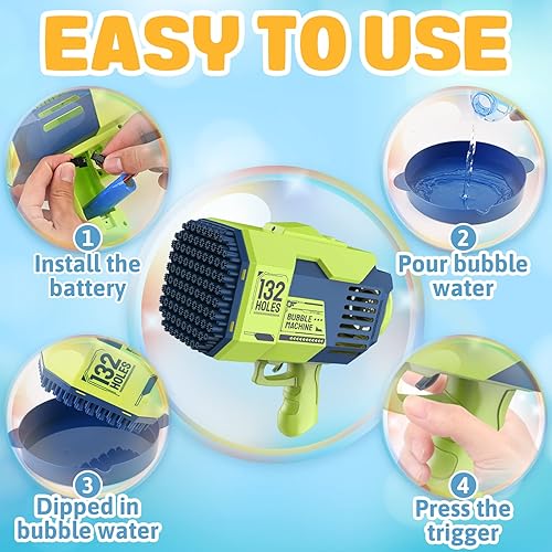 Miniatura 2 de Pistola de burbujas para niños (132 hoyos verde)