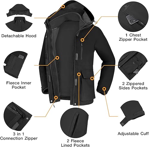 Miniatura 6 de CAMELSPORTS Chaquetas de esquí impermeables para mujer, abrigo de nieve 3 en 1, chaquetas de snowboard cálidas de invierno, Nieve