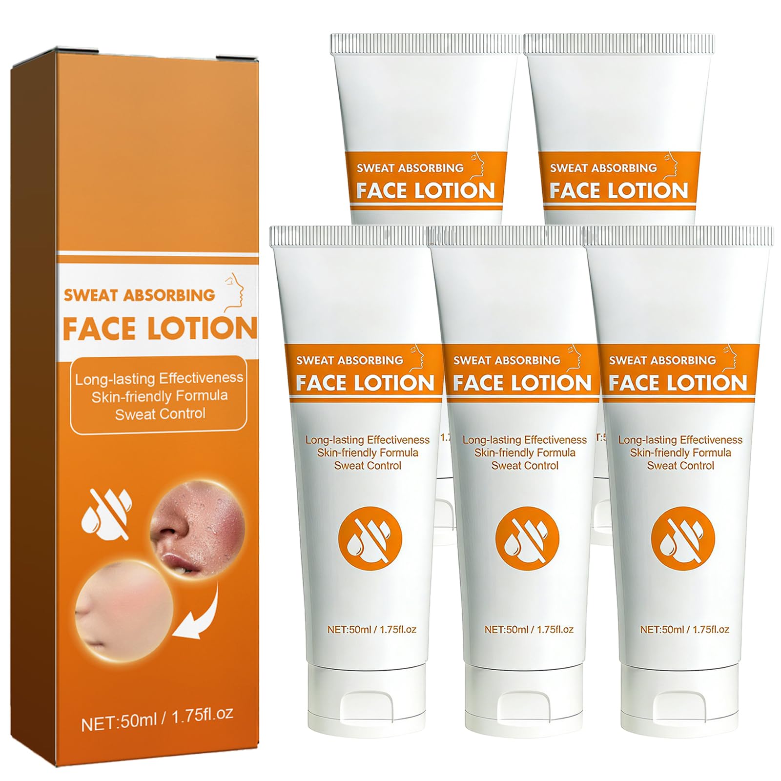 Antitranspirant-Lotion Für Das Gesicht, Stirn Und Kopfhaut, Ölregulierend, Nicht Fettend, Hautfreundlich Für Empfindliche Haut, Langanhaltender Schweißschutz Für Männer Und Frauen (5pcs)