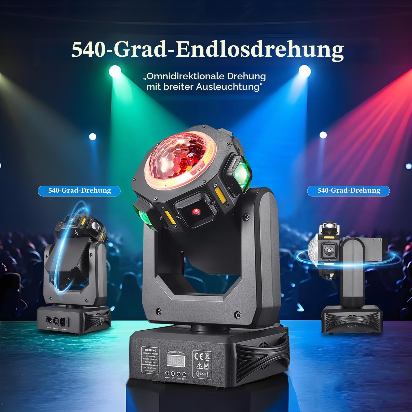 Discolicht Partylicht, Moving Head-ZS101,LED RGB Licht DJ Projektor Musikgesteuert DJ Disco Lichter, DMX Effektstrahler,Für KTV Familientreffen Hochzeit Geburtstag Halloween
