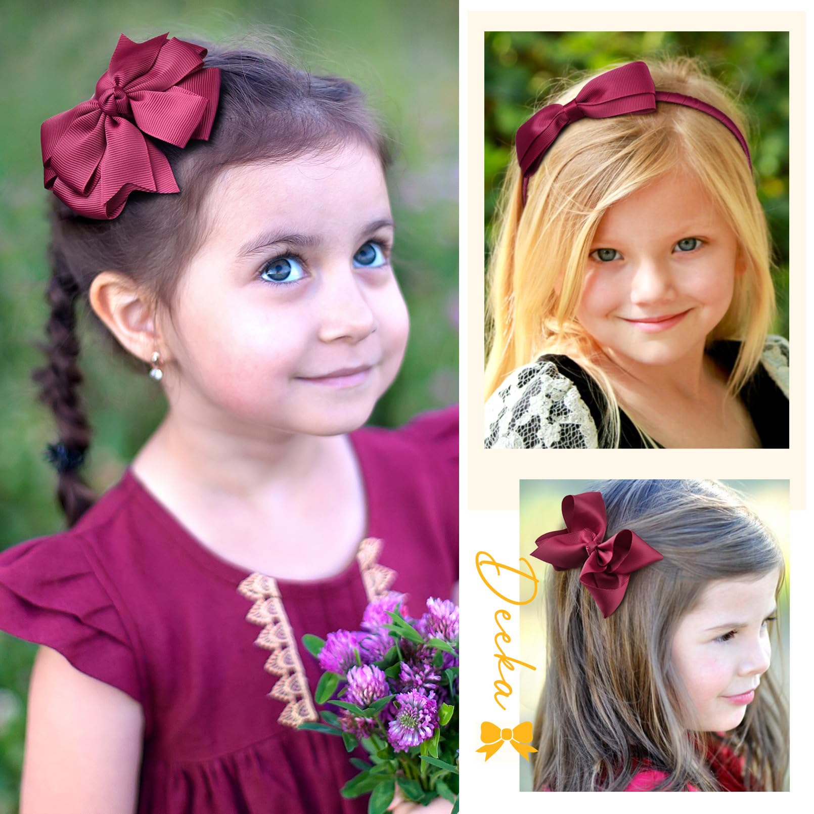 Amazon.com : DEEKA Burgundy School Hair Accessories Set 13  display picture 2