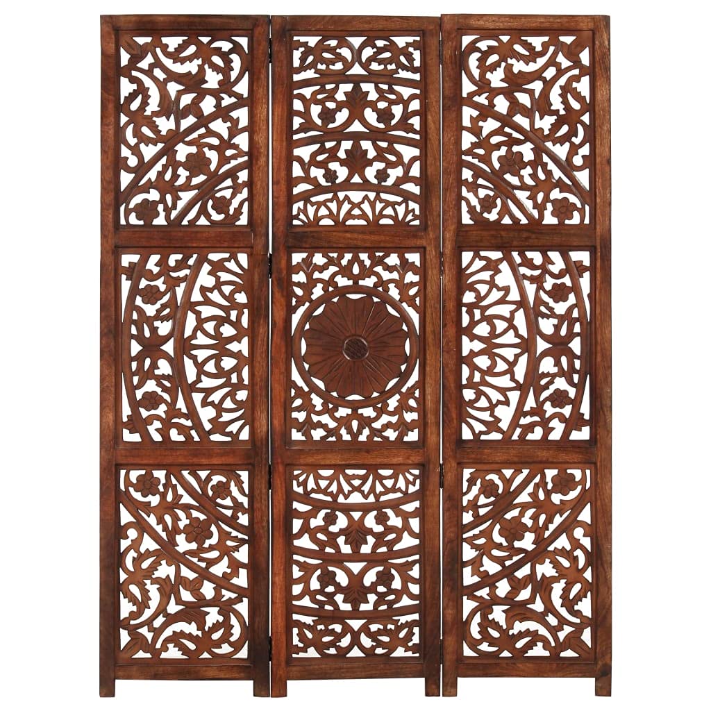vidaXL Divisorio con 3 Pannelli Separè Speratore Paravento Richiudibile Mobili Arredamento Marrone 120x165 cm Legno Massello di Mango