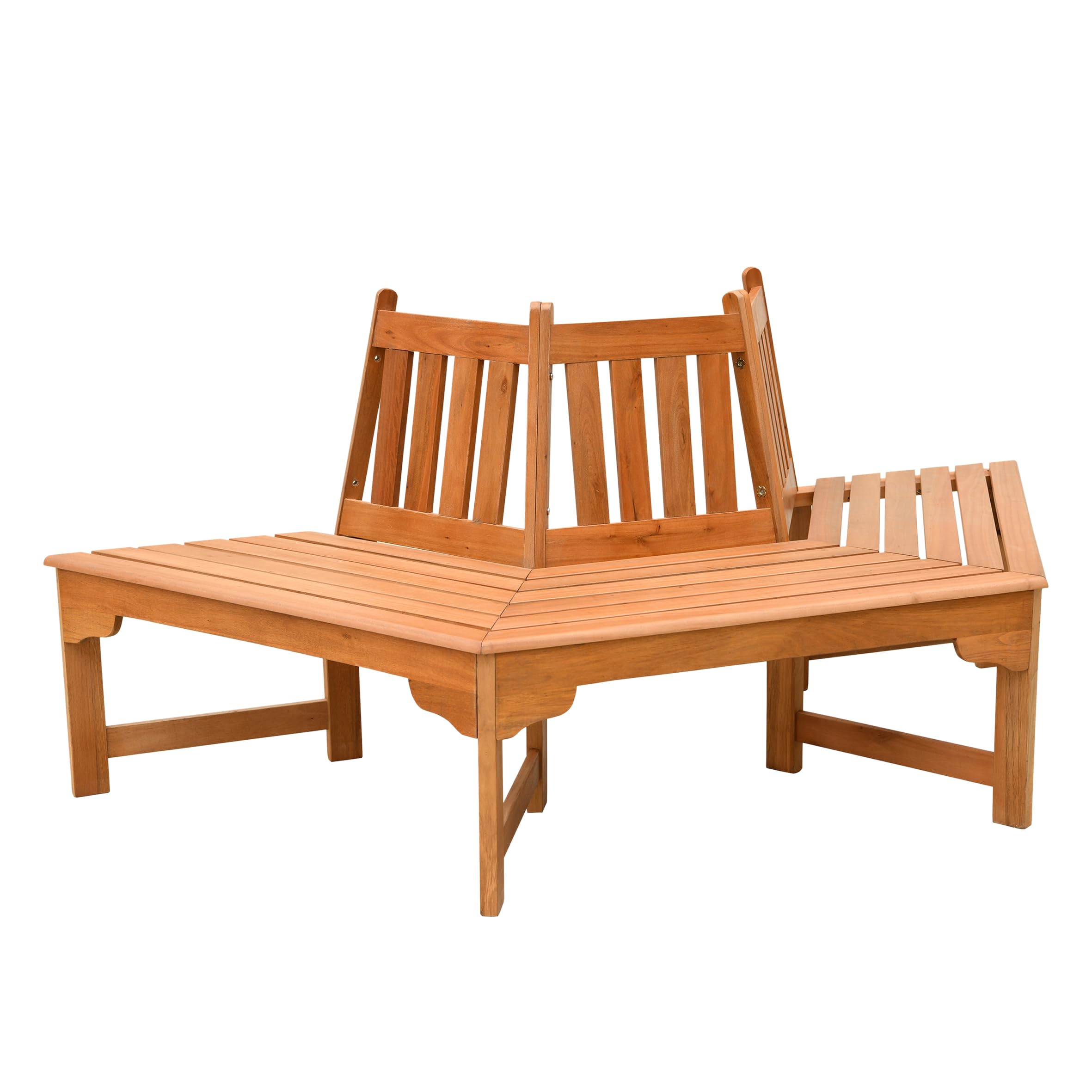 Spetebo Eukalyptus Baumbank halbrund geölt - 155 x 78 cm | Holz Massivholz Rundbank Gartenbank wetterfest
