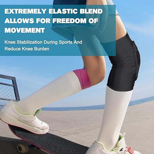 Miniatura 2 de Rodilleras acolchadas de compresión para baloncesto, fútbol, voleibol (paquete de 2), protector de soporte de rodilla para niños, niñas, jóvenes y