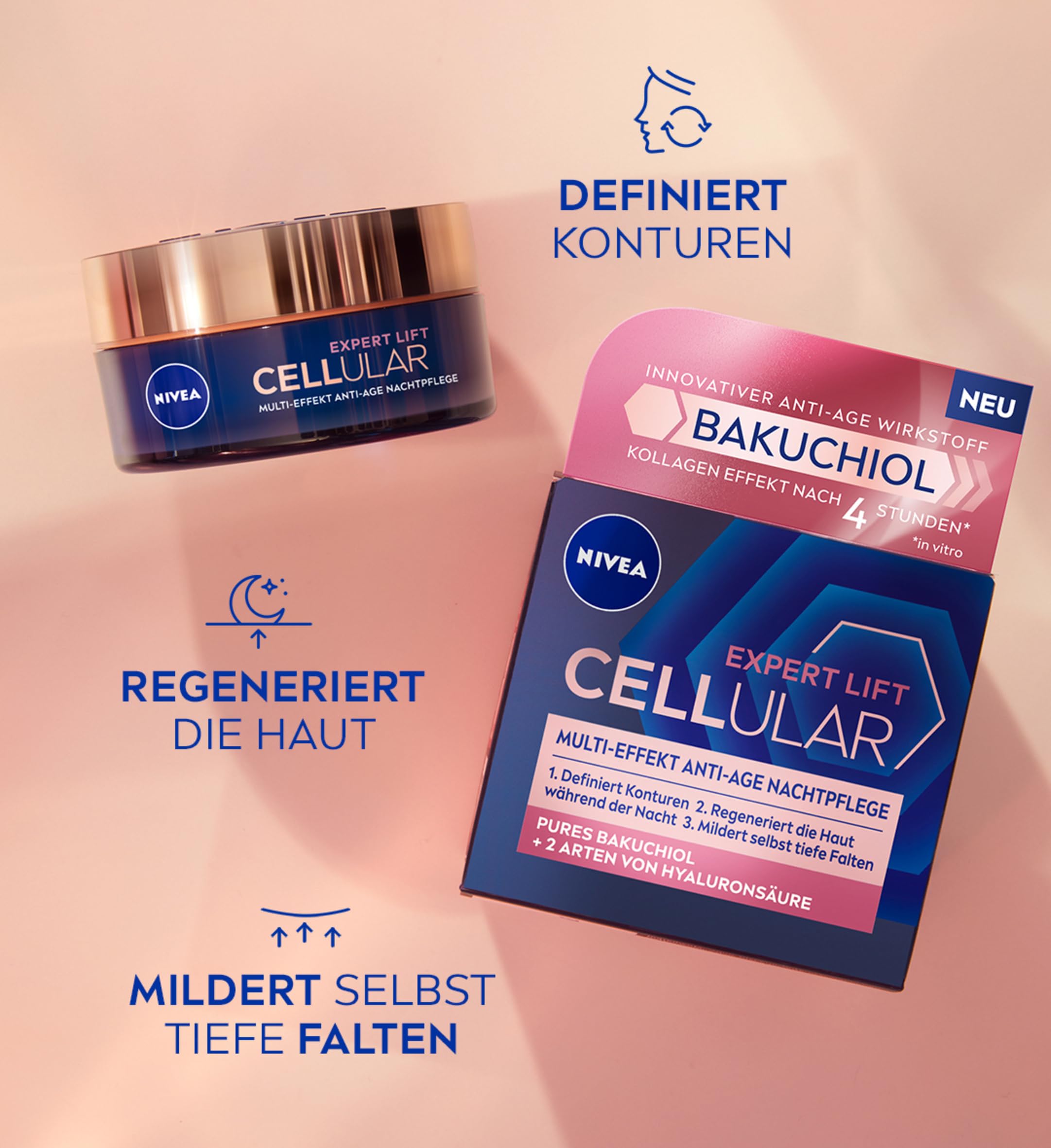 NIVEA CELLULAR Expert Lift Gesichtspflege Set, Tagespflege (50 ml), Nachtcreme (50 ml) & Lift Serum (30 ml), Pflegeset für ein straffes Hautbild & jünger aussehende Haut