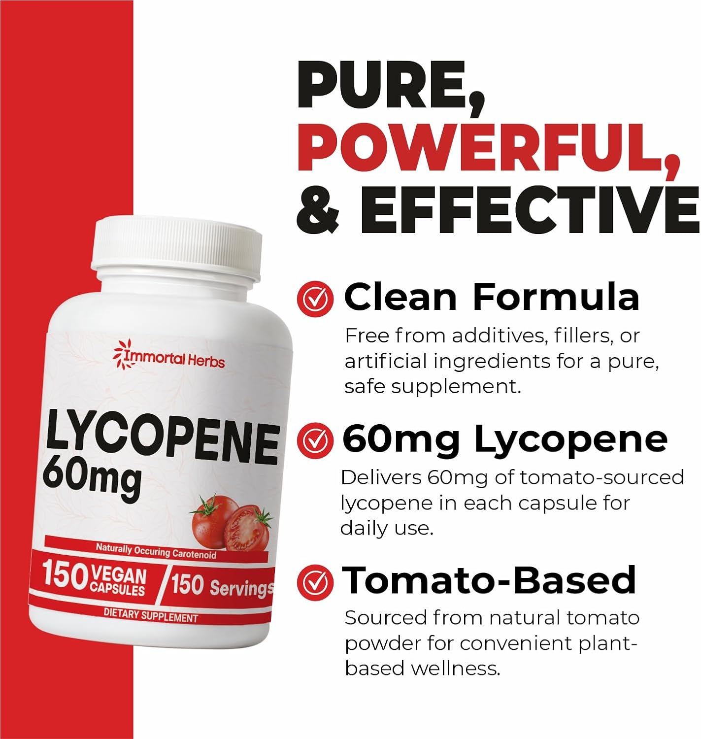 Lycopene Supplement for Men 60mg, 120 Capsules, Natural Tomato Extract Powder, 4 Month Supply, 100% Veg Lycopene Complex, Non-GMO and Gluten Free Carotenoid Supplement - Image 3
