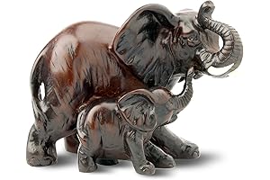 Elephant Family Resin Statue: Fine Art Home Decor