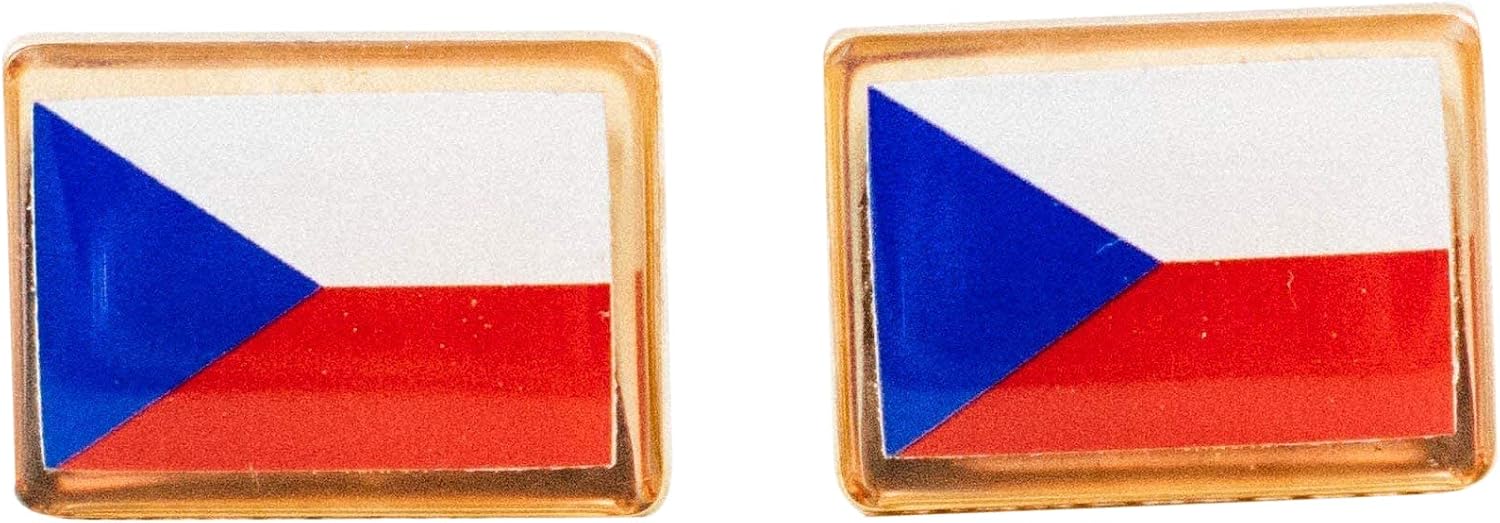 Czech Republic Flag Cufflinks, Lapel Pins, Tie Bars, Earrings, Jewelry and Accessories