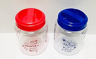CGT BPA-Free Plastic Airtight Dog Cat Pet Treat & Food Storage Containers Canisters Jars Red Royal Blue My Favorite People Have Paws A House Is Not A Home Without Paw Prints (Set of 2)