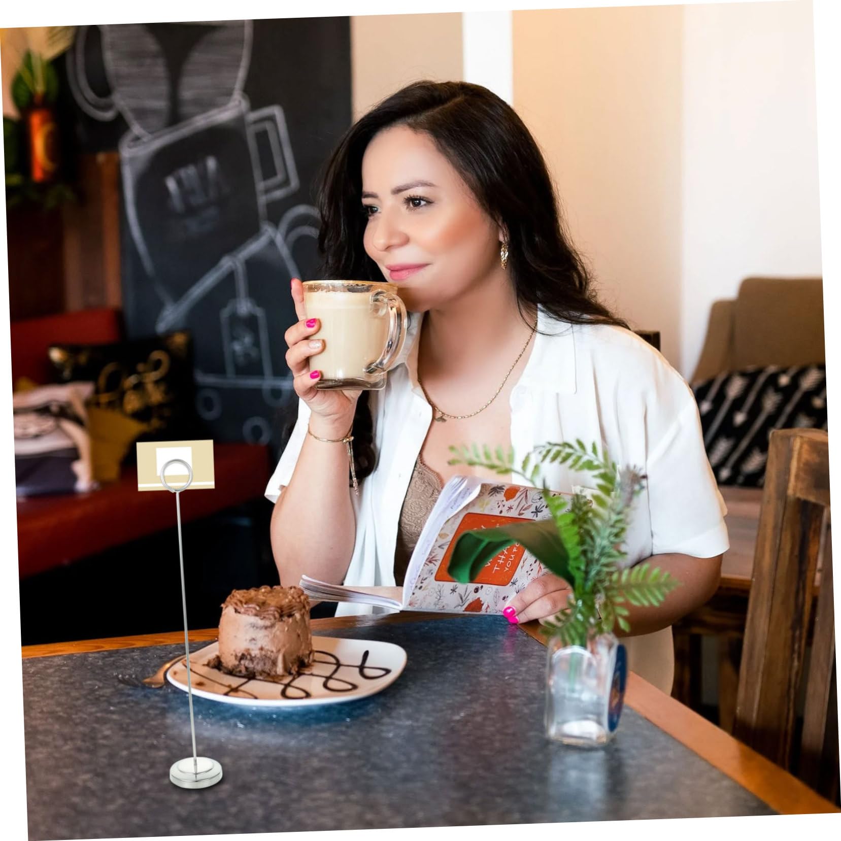 HOLIDYOYO Photo Stand Round Metal Clip Stainless Steel Table Number Holder for Events