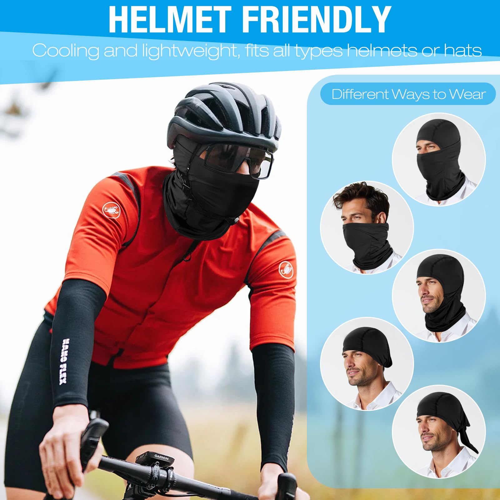 Lot de 2 cagoules rafraîchissantes - Masque d'été - Protection contre les UV - Protection solaire - Masque intégral pour homme - Moto - Cyclisme