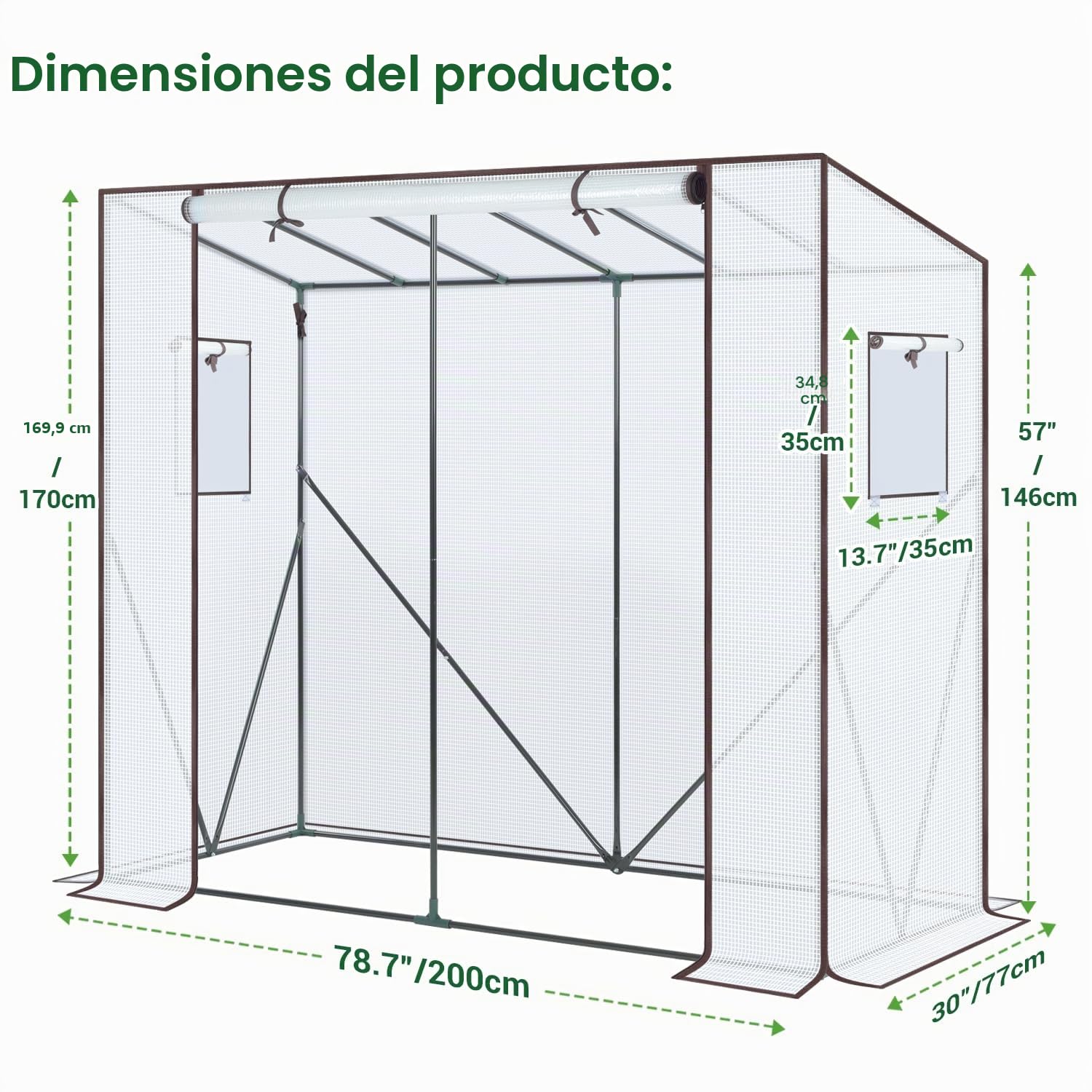 Ohuhu Invernadero de Jardín Invernadero de Tomates, Pequeño de Huerto con Puerta Enroll-Able Cubierta de PE 200x77x170 cm