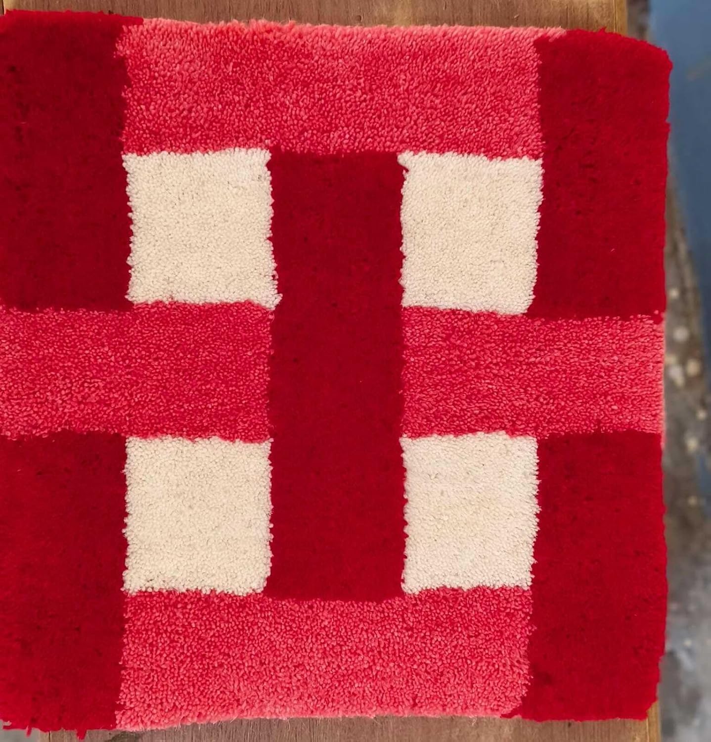 Chula Vista Handmade Wool Area Rug – 12x12 Inch Square Accent, Geometric Textured Wool with Cotton Backing, Small Decorative Rug for Living Room, Bedroom, Entryway