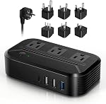 Convertisseur de tension Canada vers l'Europe - 220v to110v Convertisseur de voyage mondial 2300W Total général Max; 4 USB Ports; 3 AC Adaptateur de voyage UE/Royaume-Uni/Asie/Italie/Inde/Australie/Afrique du Sud
