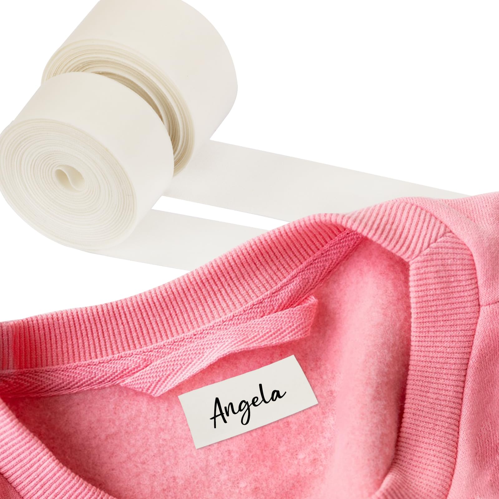 BOFUNX 2 Rollos de Cinta Termoadhesiva Etiquetas Ropa de Tela para Planchar Escribir Nombre para Marcar Ropa Uniformes Mochilas