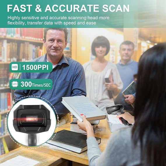 Handheld Barcode Scanner, QR Code Scanner USB Wired 1D 2D&PDF417 Data Matrix 640 x 480 Image CMOS Automatic Barcode Reader Plug and Play Bar Code Reader Scanners