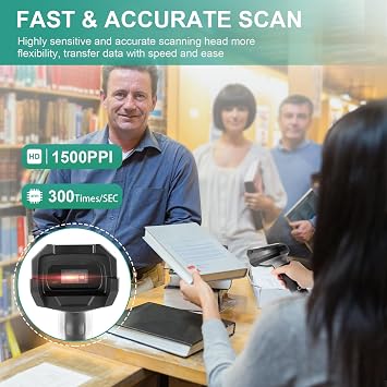 Handheld Barcode Scanner, QR Code Scanner USB Wired 1D 2D&PDF417 Data Matrix 640 x 480 Image CMOS Automatic Barcode Reader Plug and Play Bar Code Reader Scanners