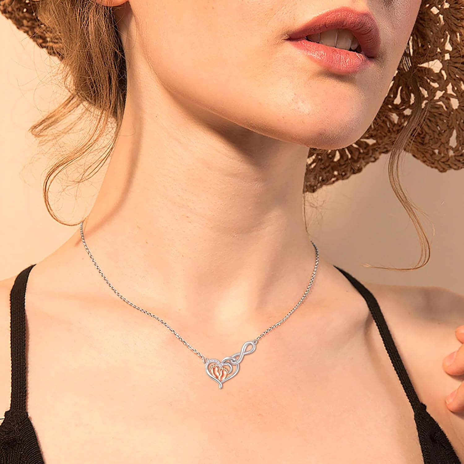 925 Sterling Silver Infinity Heart Little Feet Necklace for Mom, Mama To Be Necklace, New Mom Gift, Expecting Mother Jewelry image 5